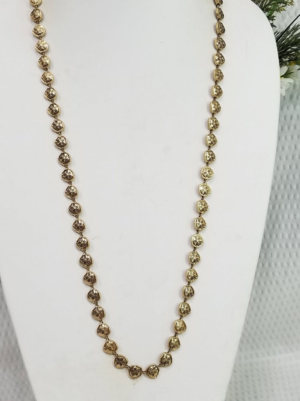 Signed Lucky Brand Boho Coastal Casual Brass Tone Mini Sand Dollar 32" Necklace
